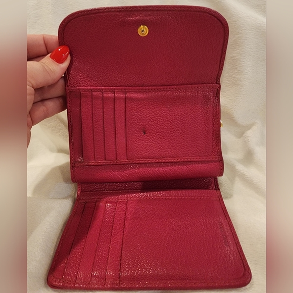 Authentic Miu Miu Hot Pink Goat Skin Madras Flap Wallet - Picture 12 of 14